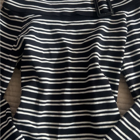 Black and White Striped Women's Sweater - Picture 2 of 3